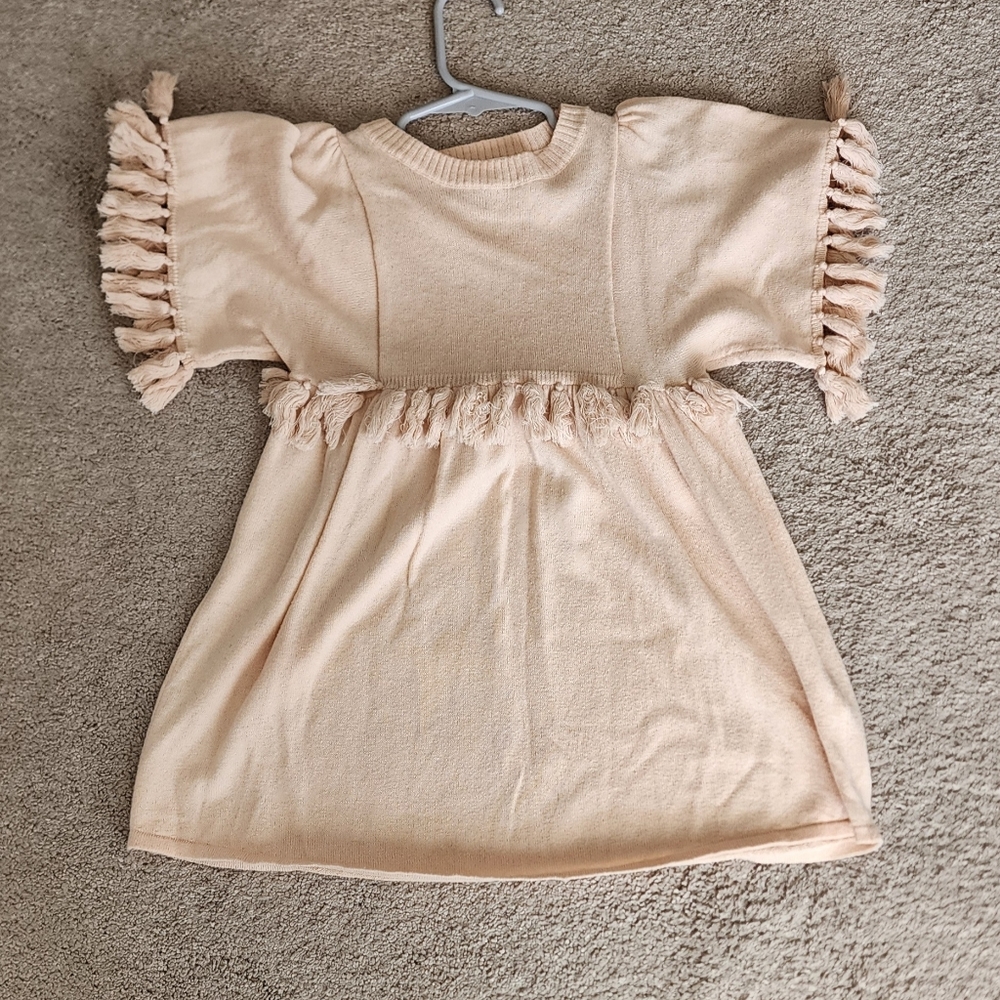 Chloe Pom Pom Tassel Knit Girl's Youth Size 4 Top Pink